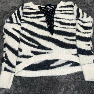 Wool Zebra V-Neck Sweater